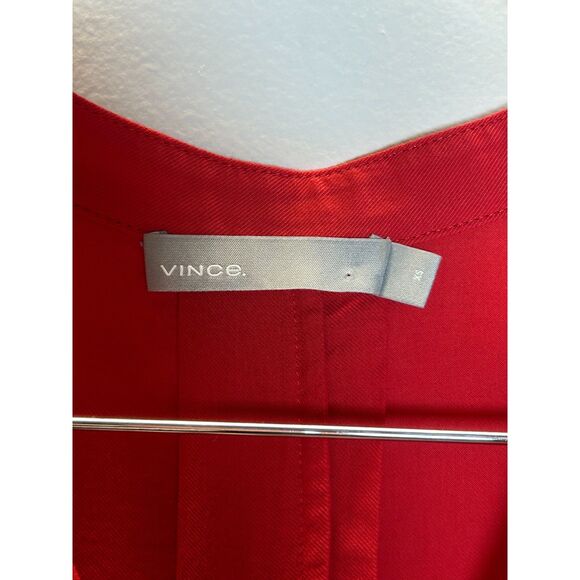 Vince Women's Size XS Red Midi Wrap Dress Short Sleeve V-Neck Poplin EUC - Picture 6 of 9